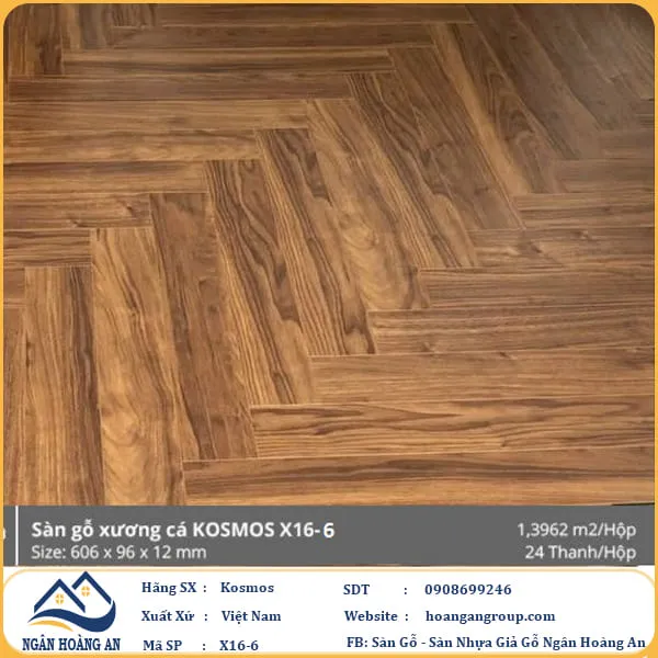 Sàn Gỗ Xương Cá Kosmos X16-6 12mm